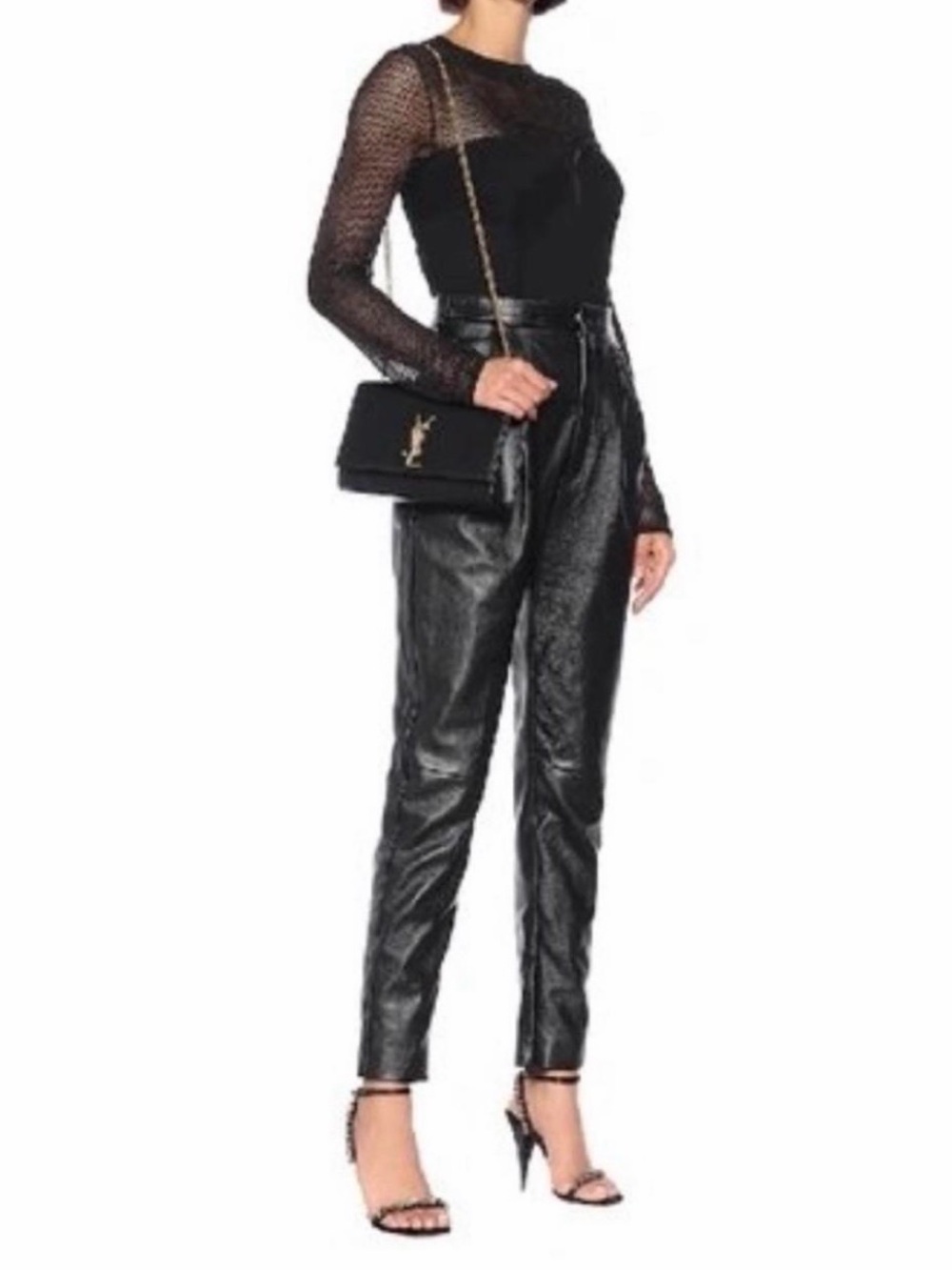 Saint Laurent Black Crystal-Strap Stiletto Sandals - Picture 5 of 5